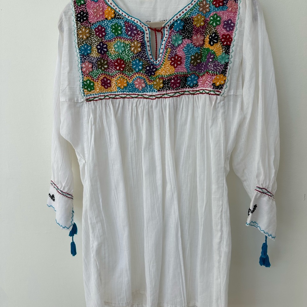Embroidered White Boho Top